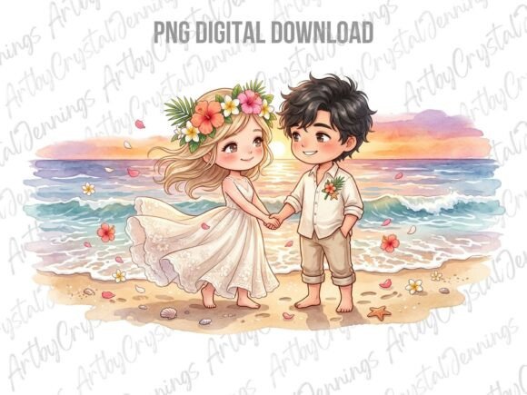 Bringing Joyful Romance to Life: The Beach Wedding Chibi Couple