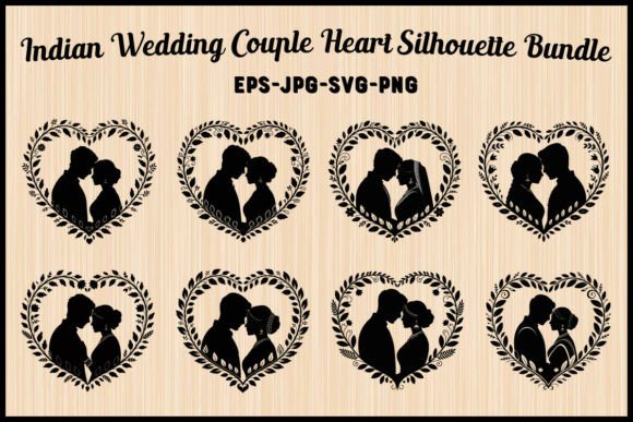 Celebrating South Asian Love: The Indian Wedding Heart Silhouette Art Set