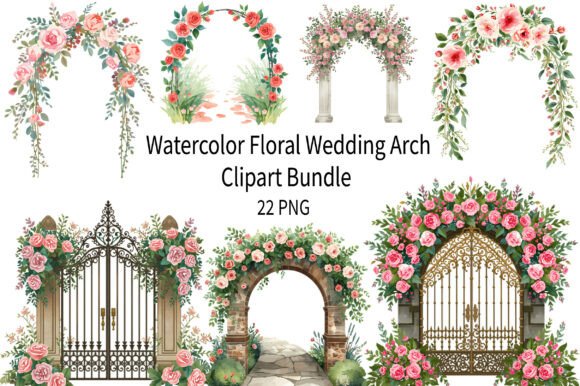 Designing with Watercolor Floral Wedding Arch Clipart