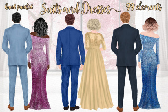 Elegant Wedding Clipart for Modern Invitations