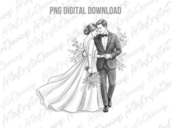 Elegant Wedding Couple Line Art PNG: A Designer's Delight