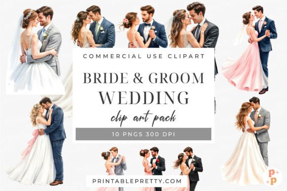 Elevate Your Wedding Designs with Graceful Couple Illustrations