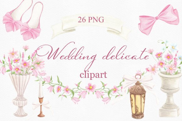 Enchanting Watercolor Wedding Pink Invitation Art for Your Designs