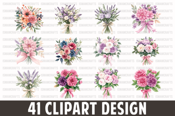 Enchanting Wedding Flower Bouquet Clipart: 41 Designs for Creators