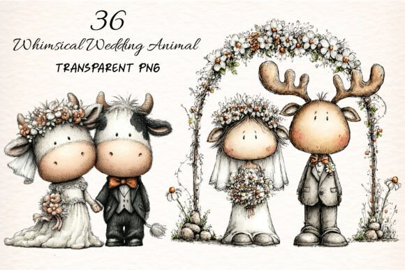 Enchanting Whimsical Wedding Animal Clipart for Creative Projects