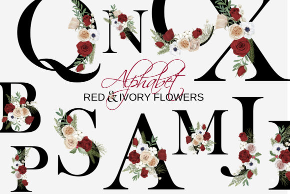Floral Wedding Alphabet Clipart for Elegant Designs