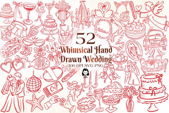 The Charming World of Whimsical Hand Drawn Wedding SVG PNG