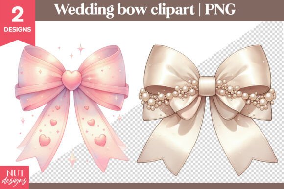 Timeless Romance: The Allure of Pearl Pink Wedding Bow Clipart