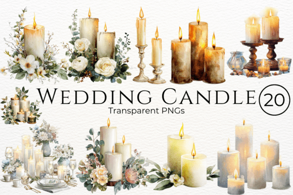 Wedding Candle Watercolor Clipart: Artistic Touches for Every Project