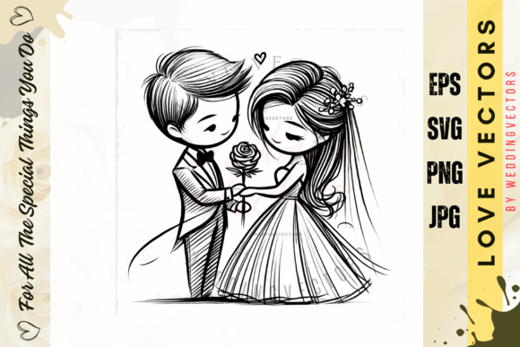 Wedding Couple and Love Vectors - C721: A Whimsical Illustration Collection