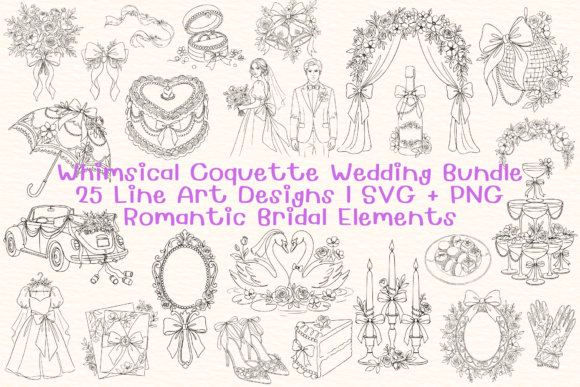 Whimsical Coquette Wedding SVG Bundle: Your Key to Elegant Design